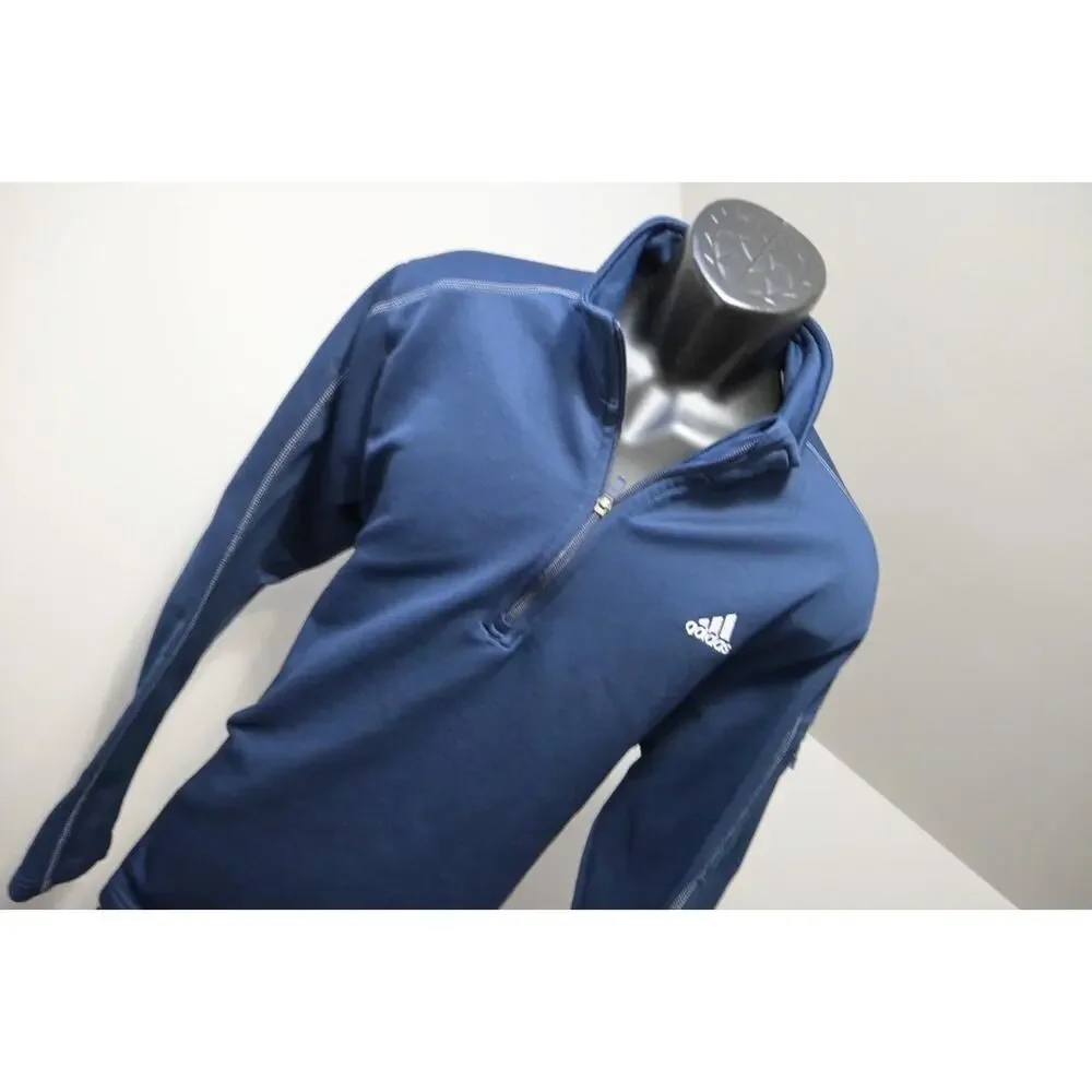 Adidas Track Soccer‎ Jacket 1/4 Zip Blue Pullover Athletic Mens Size 2XL XXL
